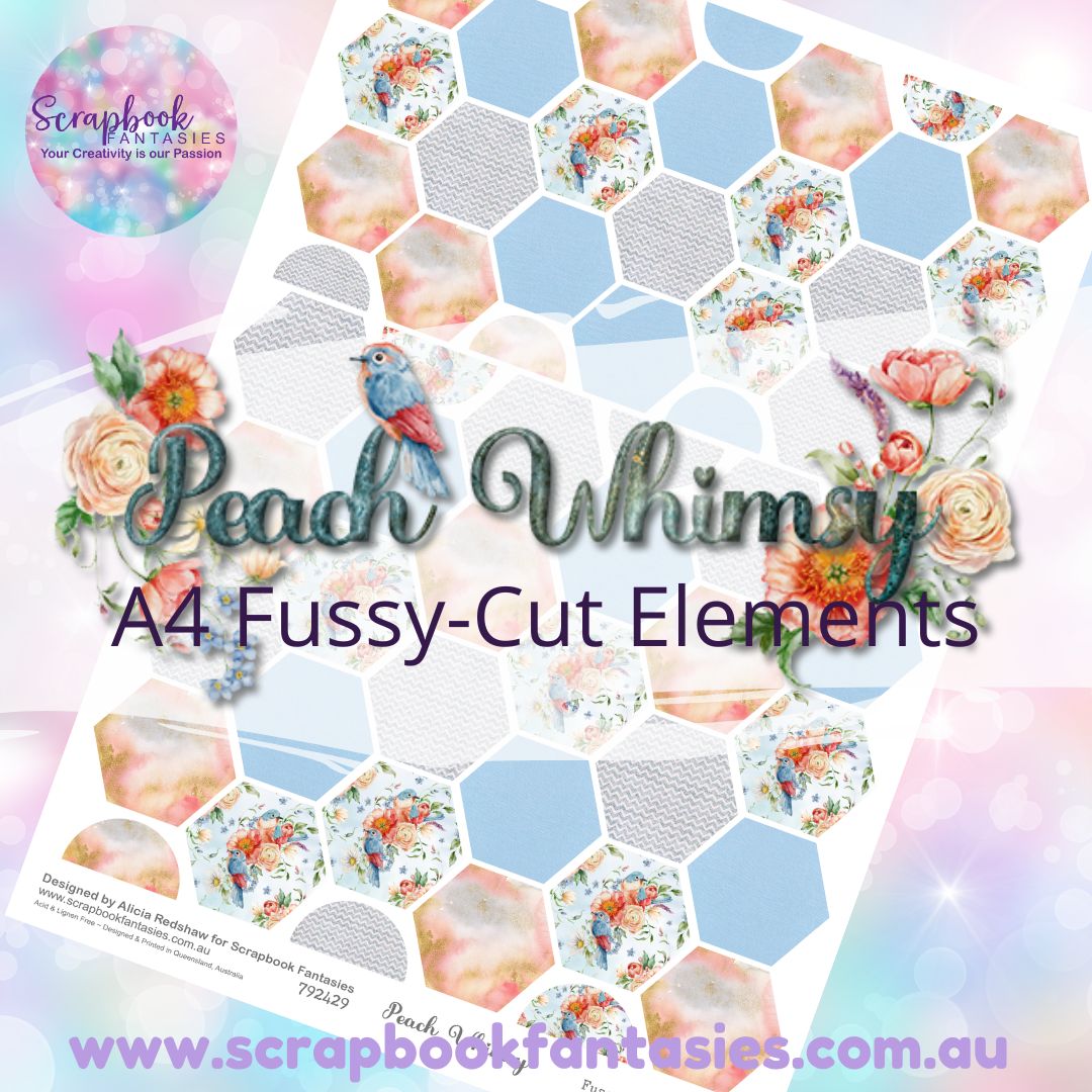 Peach Whimsy A4 Colour Fussy-Cut Elements - Hexagons 2 792429