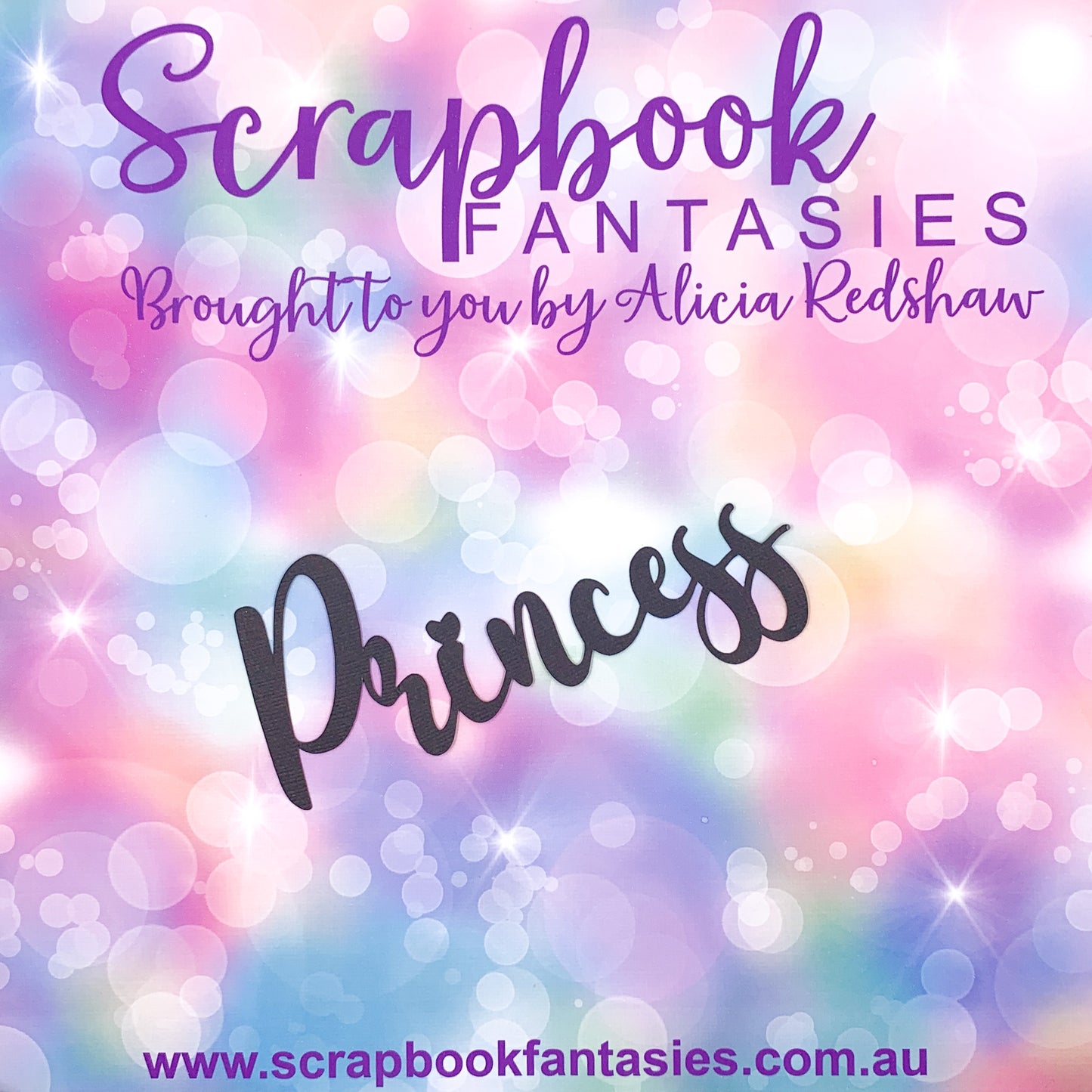 Runaway Princess - Princess (script) 6"x2.75" Black Linen Cardstock Title-Cut - Designed by Alicia Redshaw