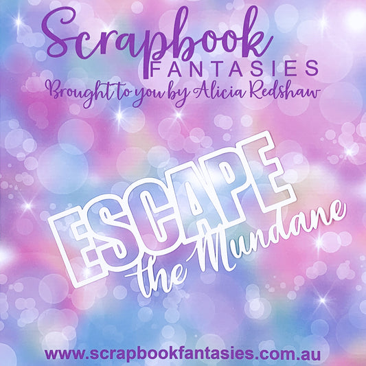 Getaway - Escape the Mundane 6"x2.5" White Linen Cardstock Title-Cut - Designed by Alicia Redshaw