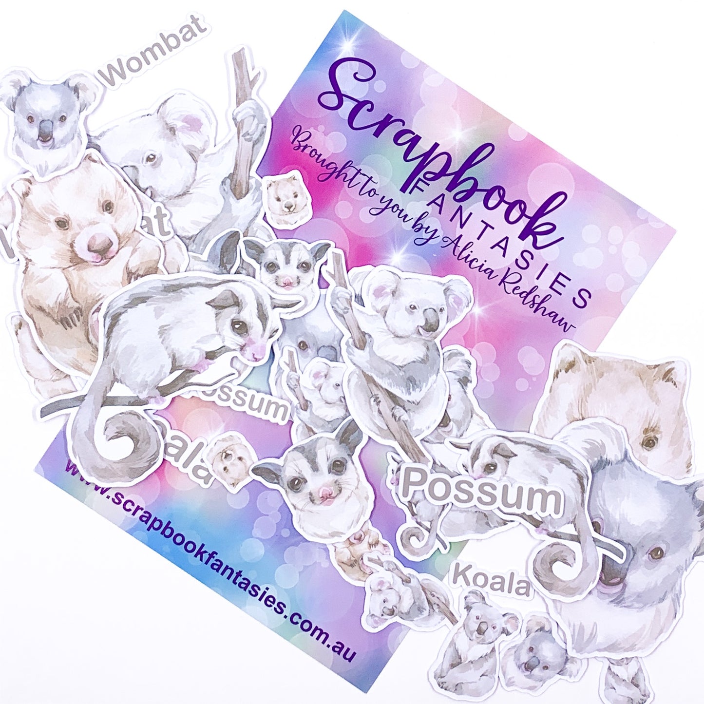 Aussie Grunge Colour-Cuts - Koalas, Possums & Wombats (32 pieces) Designed by Alicia Redshaw