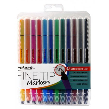 Mont Marte Fine Tip Markers Set (12 x 0.4mm pens) MPN0059