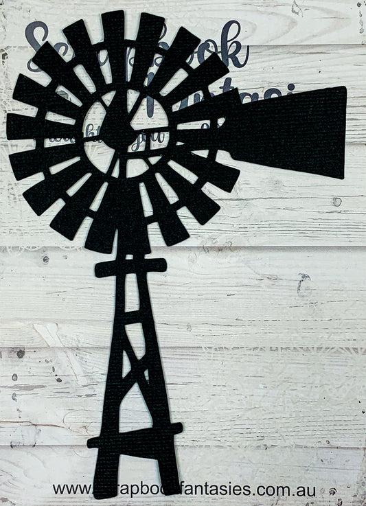 Redwood Farm Windmill 4"x6" Black Linen Cardstock Picture-Cut - Designed by Alicia Redshaw
