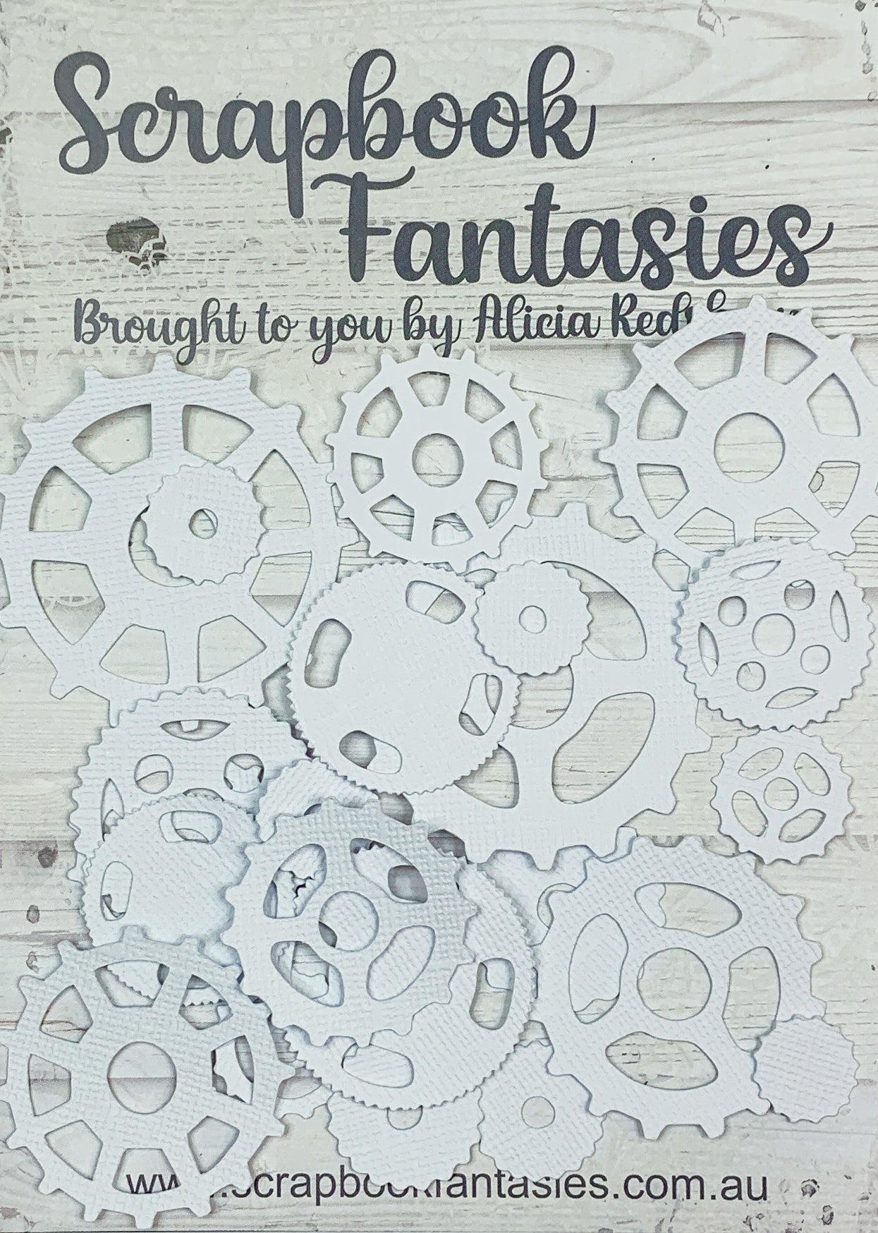 Robot Antics Cogs (22 pieces) White Linen Cardstock Picture-Cuts - Designed by Alicia Redshaw