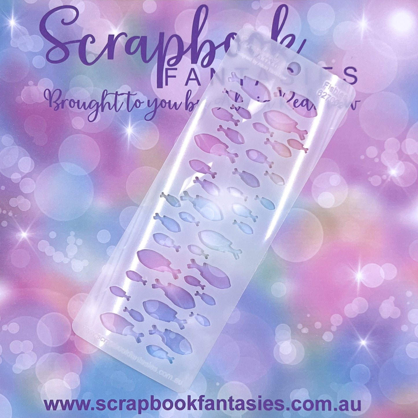 Scrapbook Fantasies Mini Border Stencil Template Mask - 2.25”x5.5” - Fishies 627002