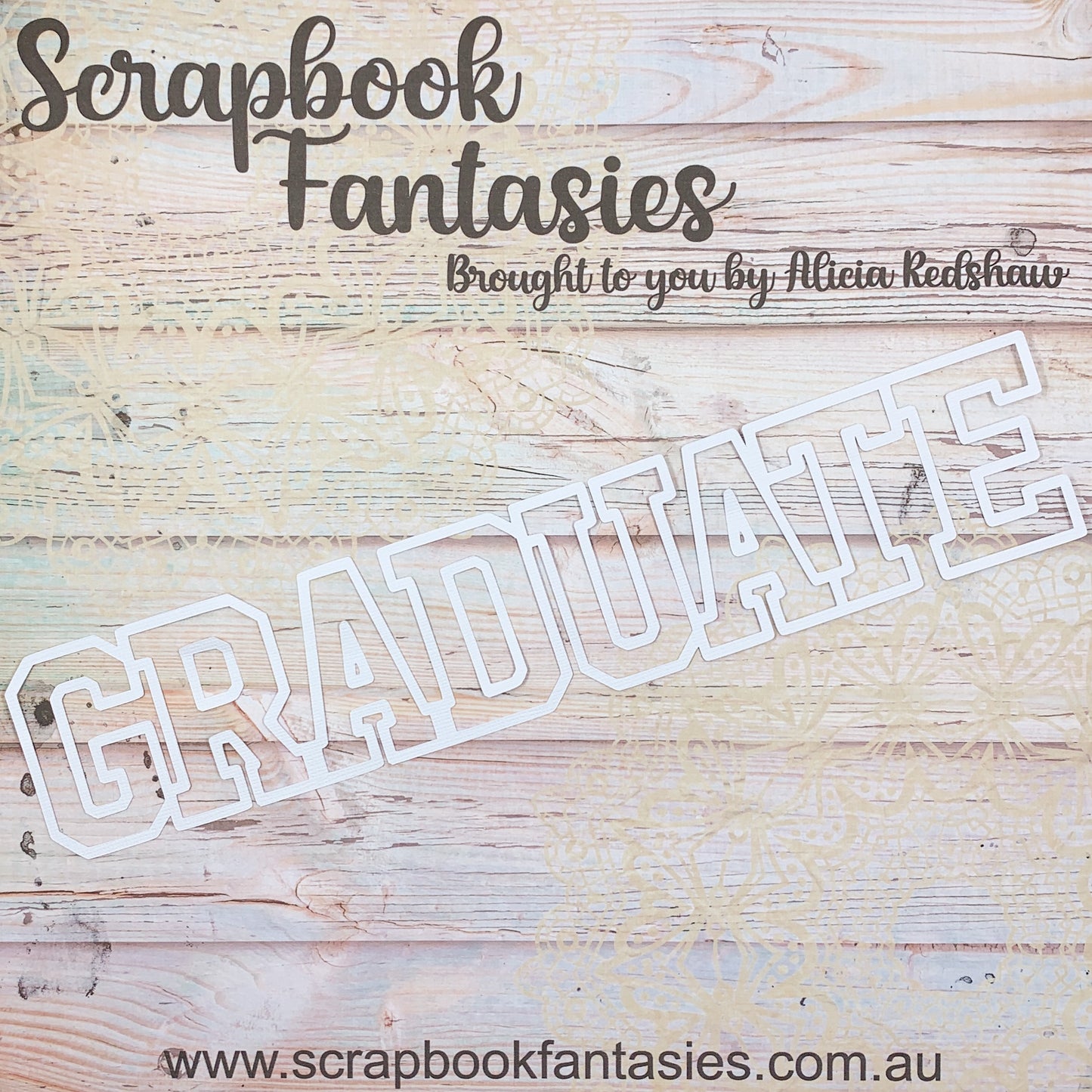 School Days - Graduate (open) 2.25"x11.25" White Linen Cardstock Title-Cut - Designed by Alicia Redshaw