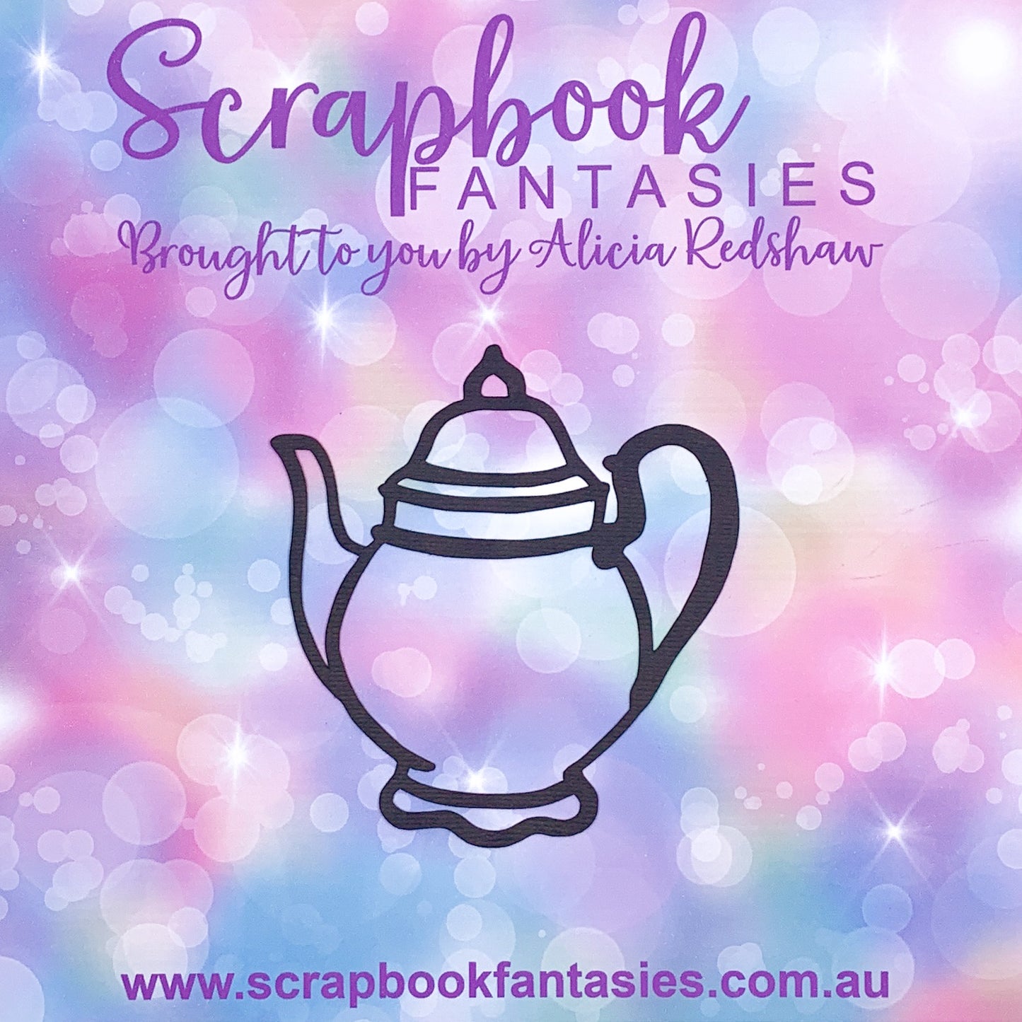 Springtime Tea Party Teapot (small) 3.5"x3.75" Black Linen Cardstock Picture-Cut - Designed by Alicia Redshaw