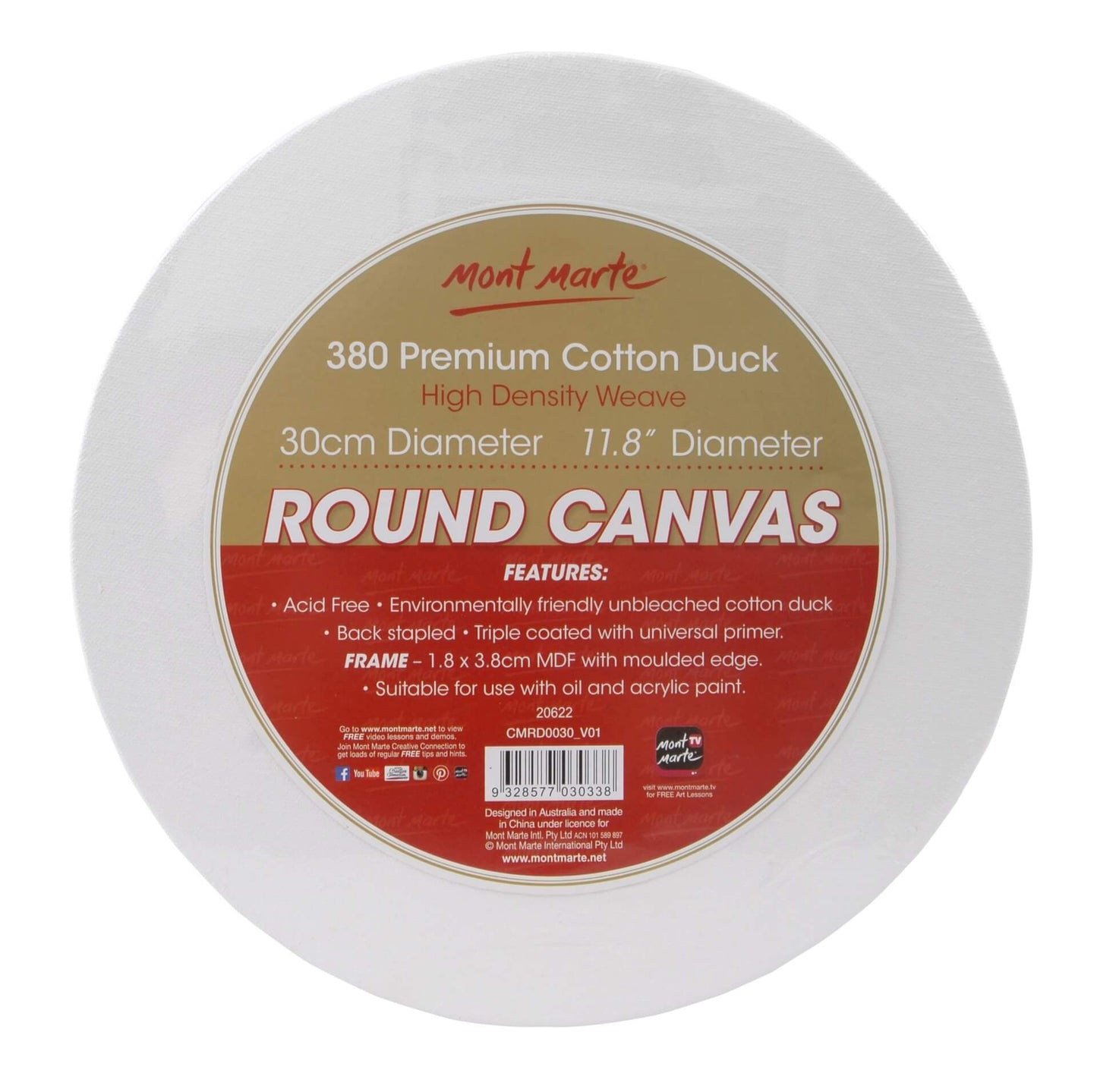 Mont Marte Round Canvas 30cm Diameter CMRD0030