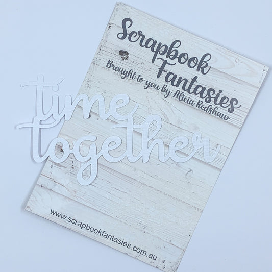 Devoted to Denim - time together 3.25"x5.75" White Linen Cardstock Title-Cut - Designed by Alicia Redshaw