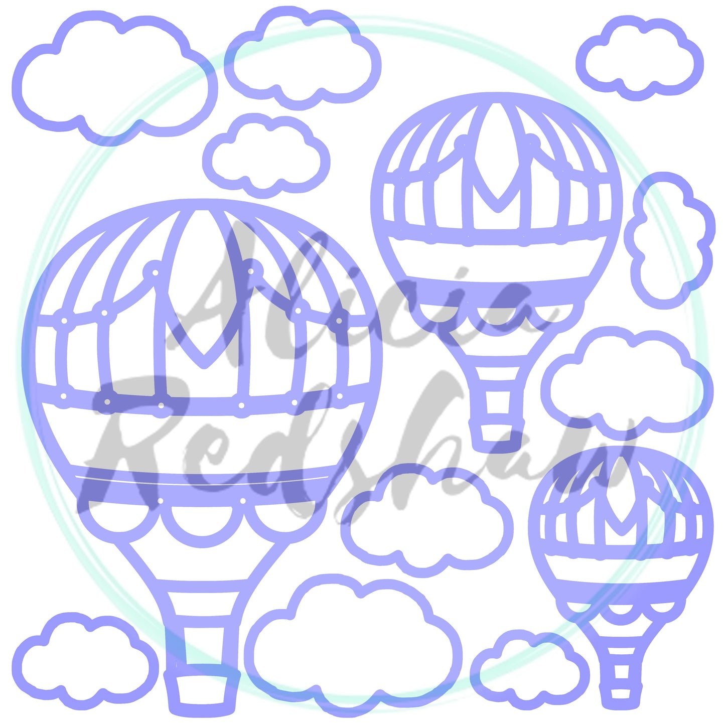 Hot Air Balloons 2 12"x12" White Linen Project-Cut - Designed by Alicia Redshaw