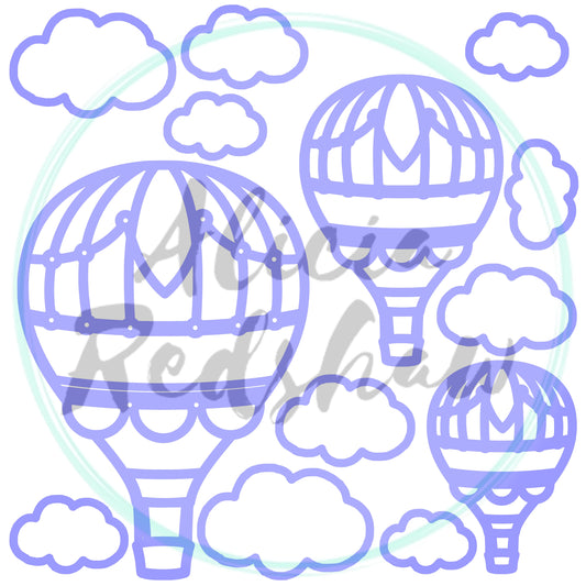 Hot Air Balloons 2 12"x12" White Linen Project-Cut - Designed by Alicia Redshaw