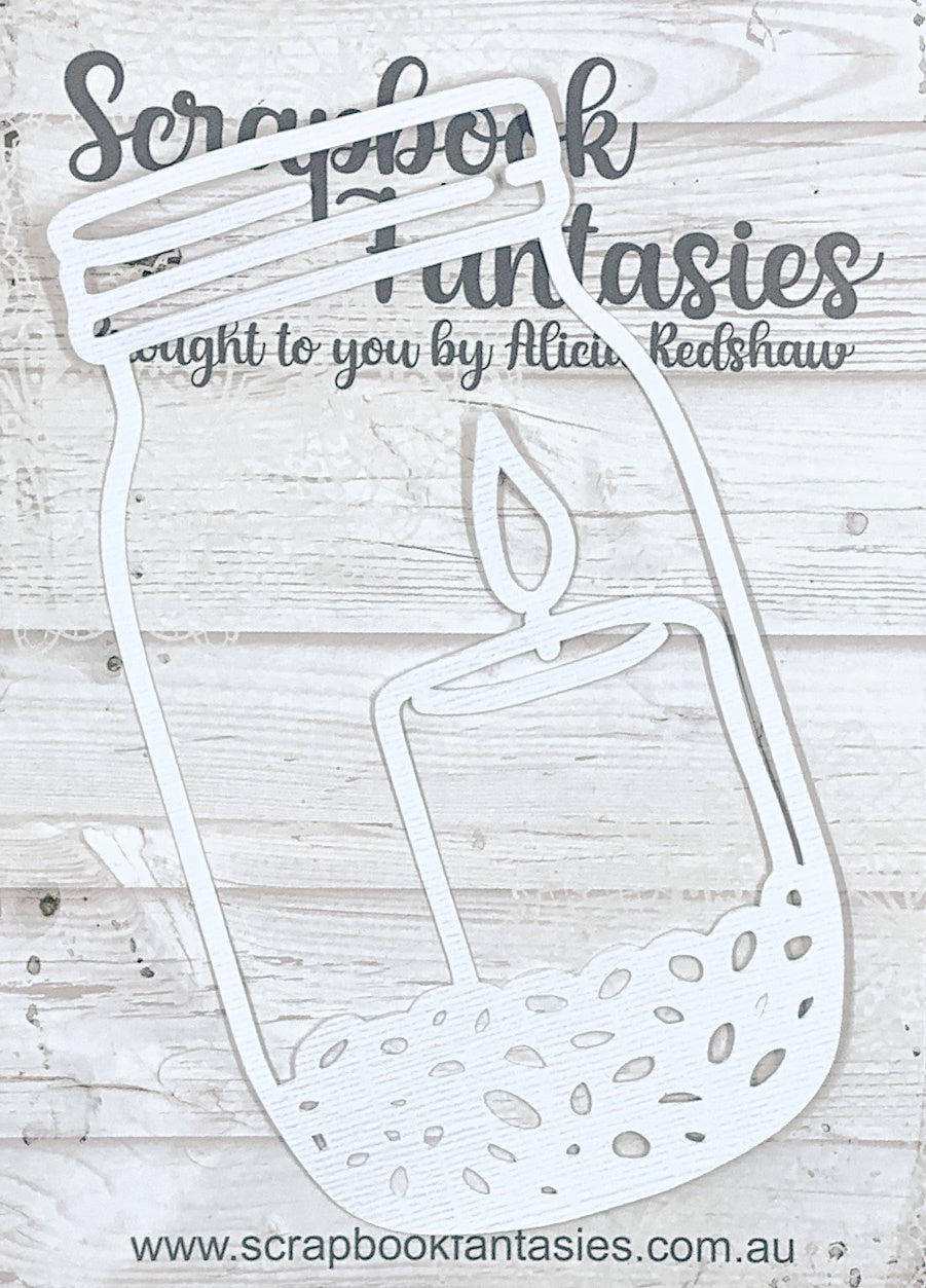 Glamorous - Mason Jar Lamp 3"x5.5" White Linen Cardstock Picture-Cut - Designed by Alicia Redshaw