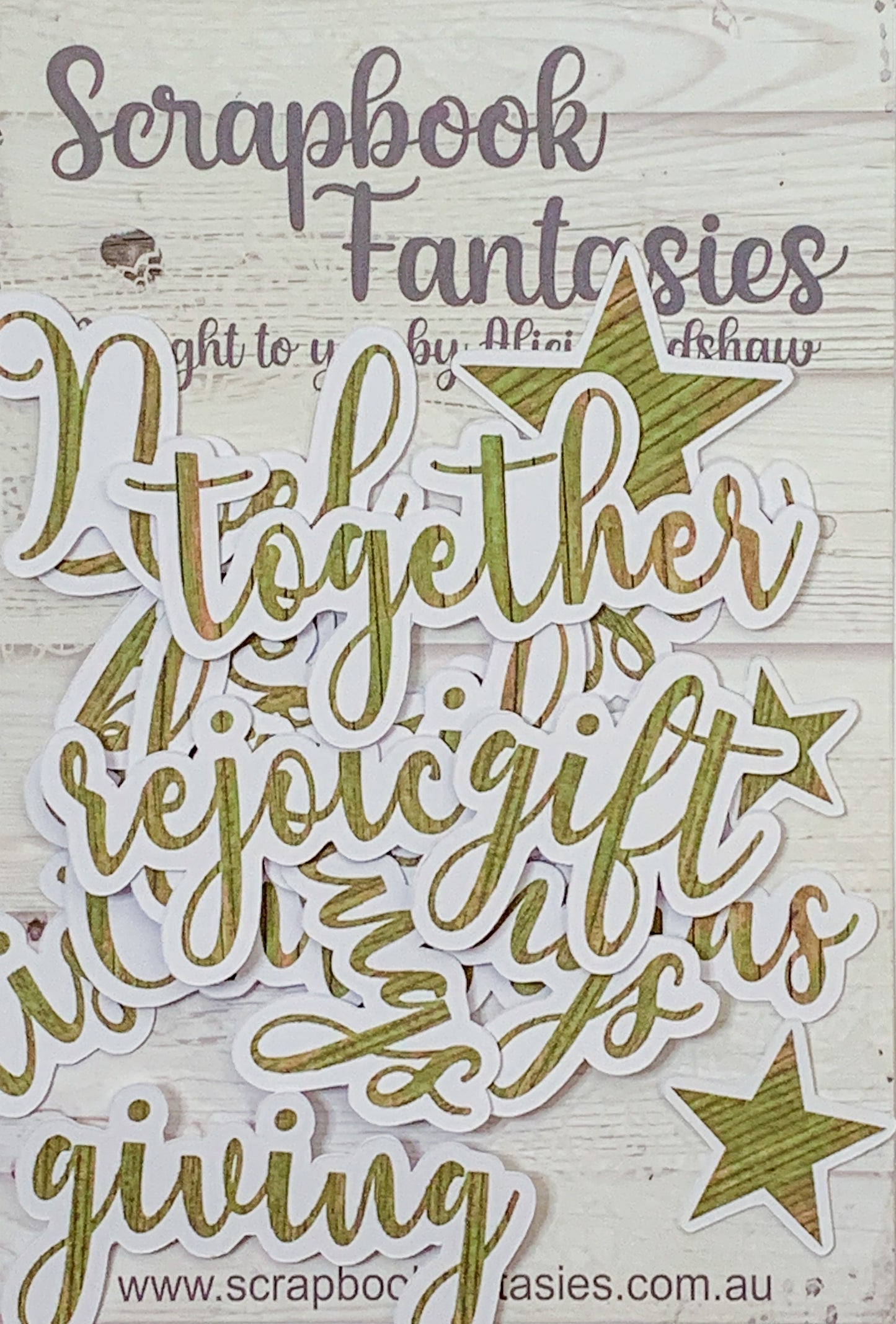 Colour-Cuts Minis - Christmas Words - Green Wood (13 pieces) Designed by Alicia Redshaw