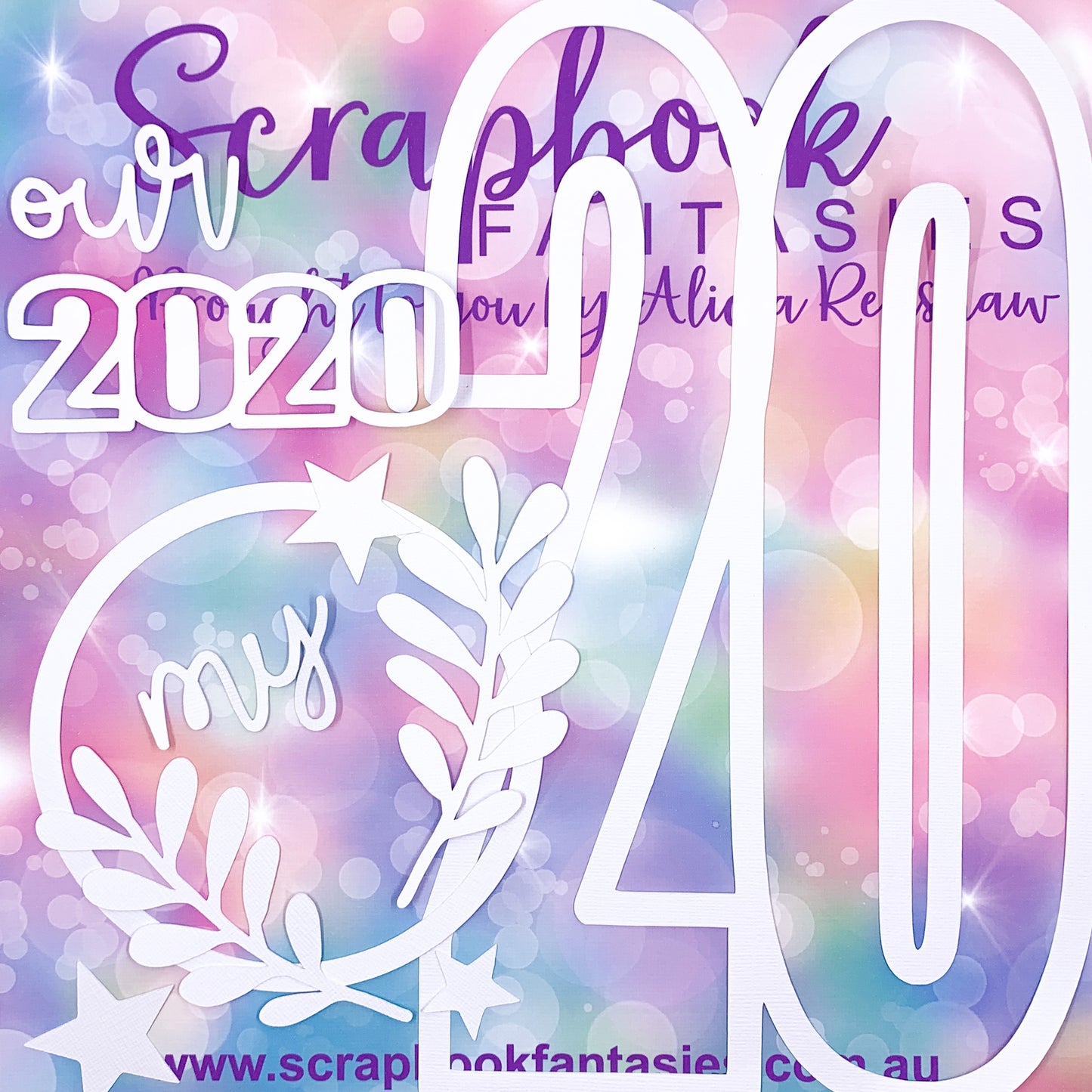 Year in Review - 2020 Title Page 12"x12" White Linen Project-Cut - Designed by Alicia Redshaw