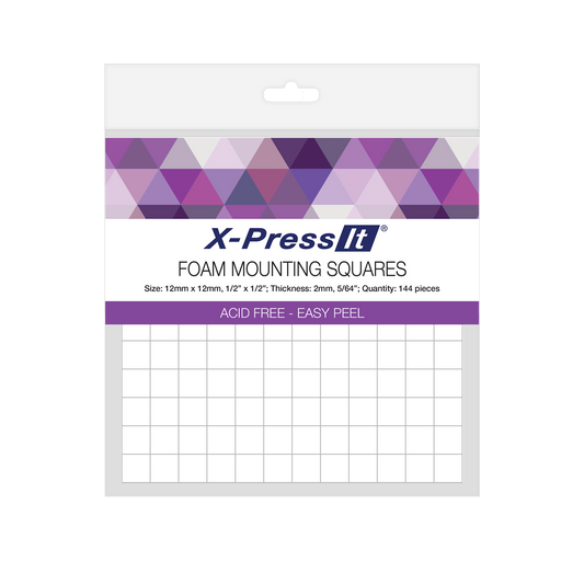 X-Press It 12mm Foam Mounting Squares - 144 pieces (2mm thick) FTS12