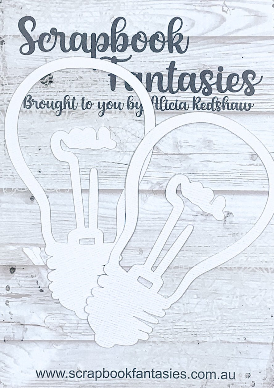 Robot Antics - Large Light Bulbs (2 pack) 4.25"x2.5" White Linen Cardstock Picture-Cut - Designed by Alicia Redshaw