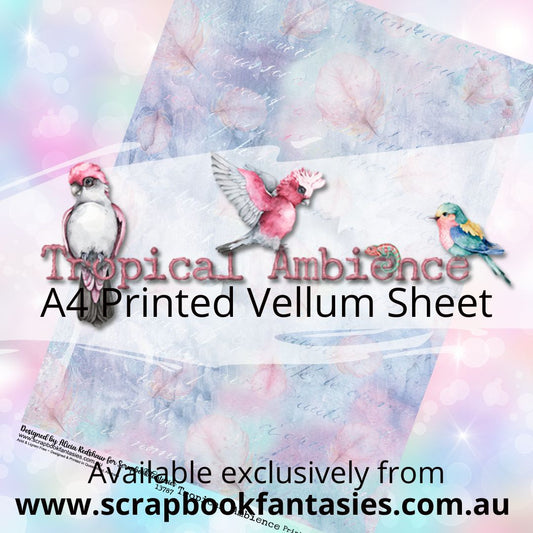 Tropical Ambience A4 Printed Vellum Sheet - Feather Collage 13787