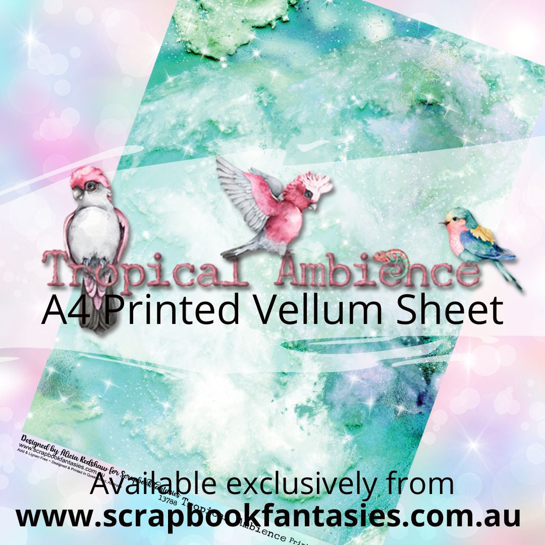 Tropical Ambience A4 Printed Vellum Sheet - Aqua Galaxy 13788