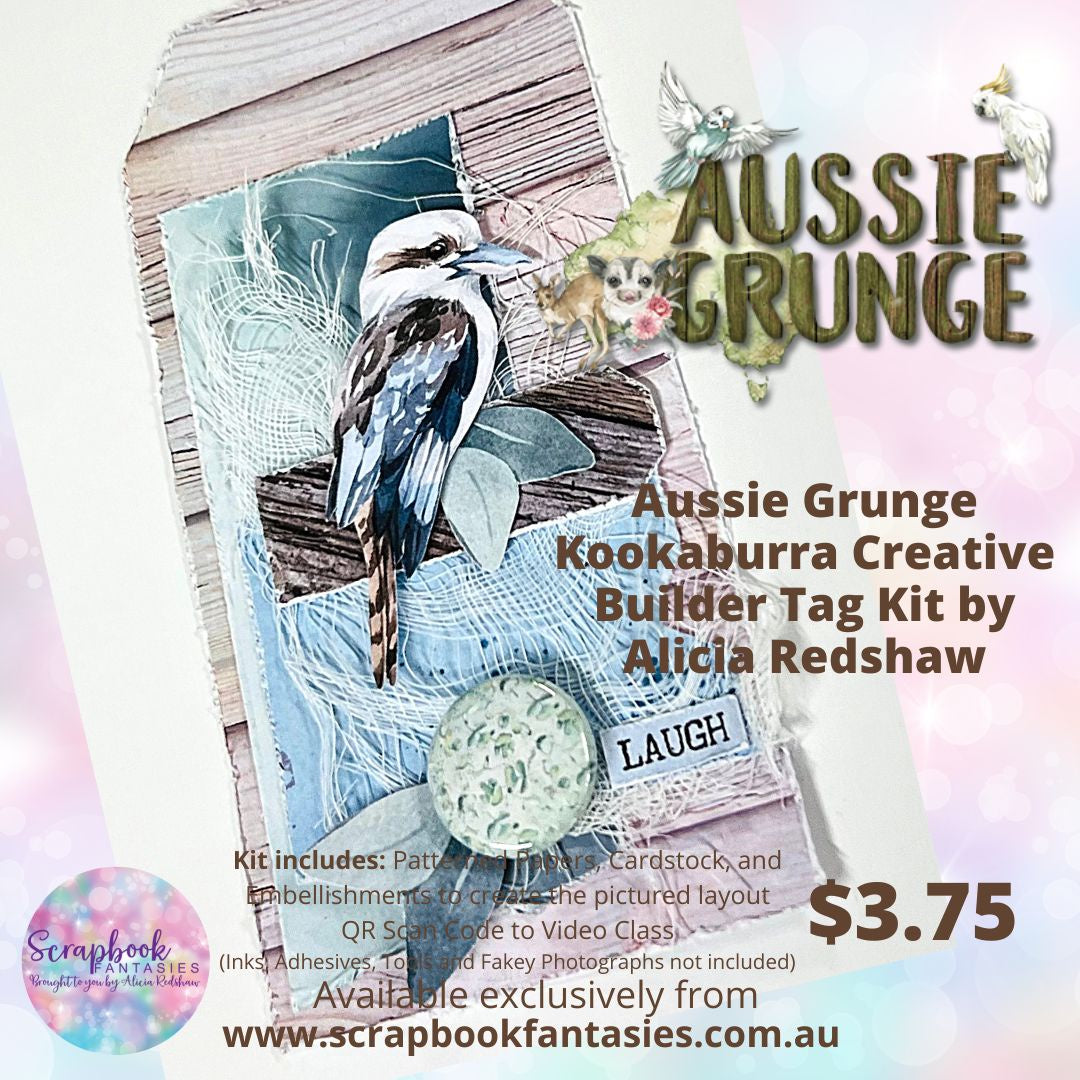 GICS #15 Aussie Grunge Kookaburra Creative Builder Tag Class Kit - Thursday 24 November 2022
