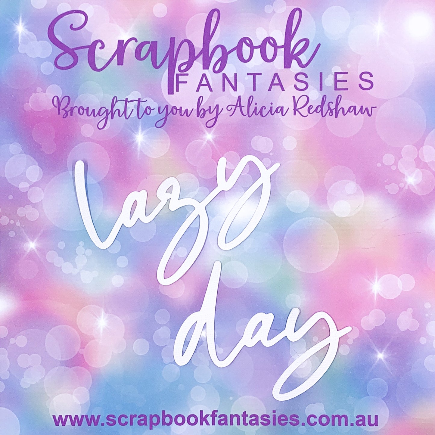 lazy day (script) 3.75"x2.5" & 3"x2.25" White Linen Cardstock Title-Cut - Designed by Alicia Redshaw