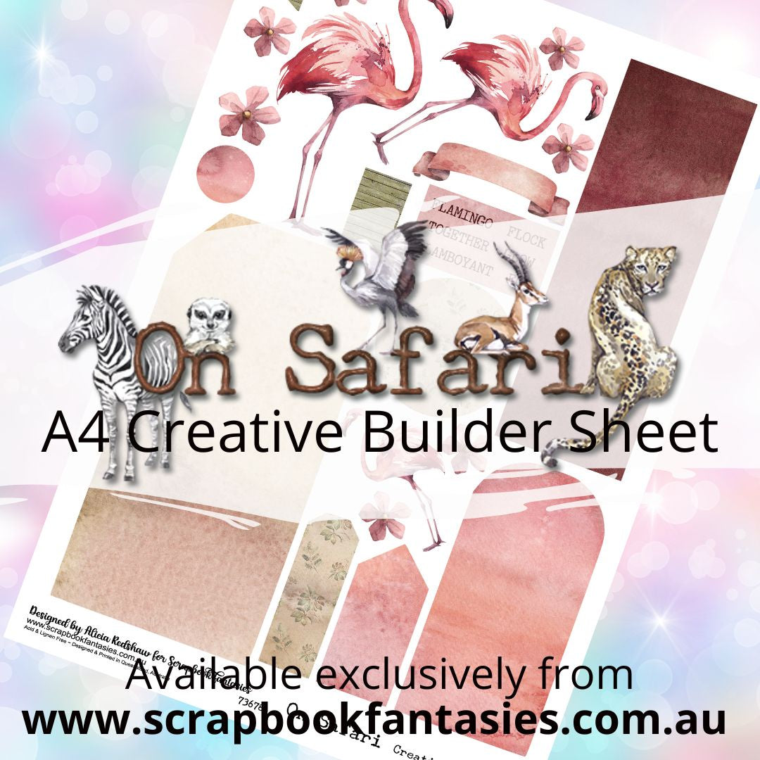 On Safari A4 Creative Builder Sheet - Flamingo - Designed by Alicia Redshaw