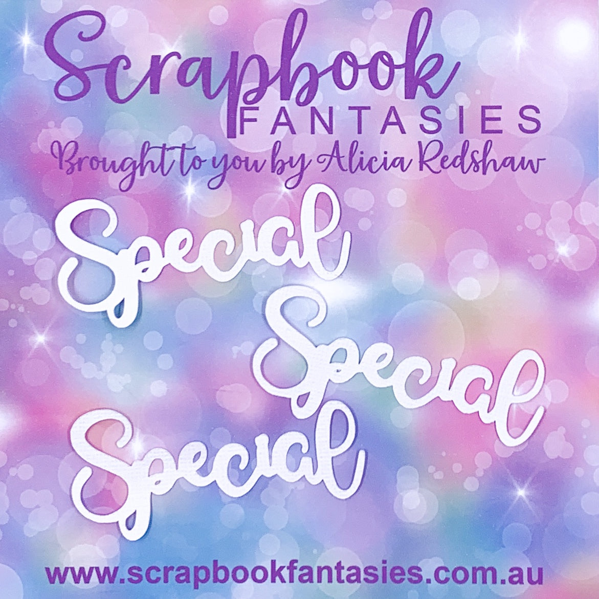 Beautiful Family - Special (script) - 3 pack - 2.75"x1.25" White Linen Cardstock Title-Cut - Designed by Alicia Redshaw