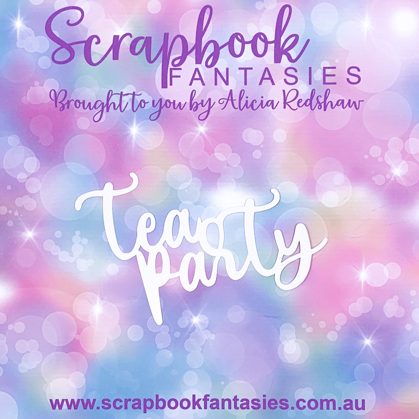 Tea Party 4.5"x3.75" White Linen Cardstock Title-Cut - Designed by Alicia Redshaw