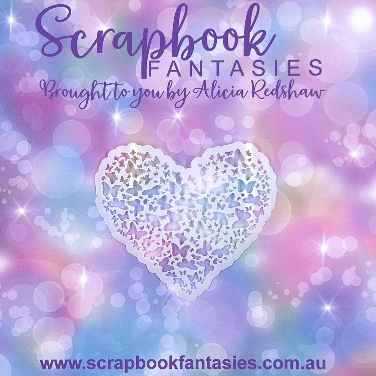 Scrapbook Fantasies Stencil Template Mask - 4”x3.5” - Di's Butterflies in a Heart - 14568