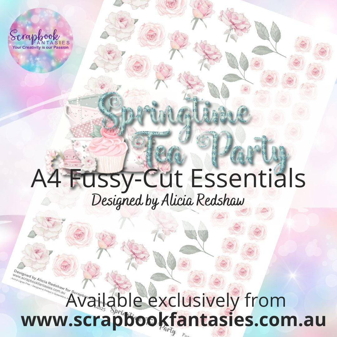 Springtime Tea Party A4 Colour Fussy-Cut Essentials - Roses & Leaves 14825