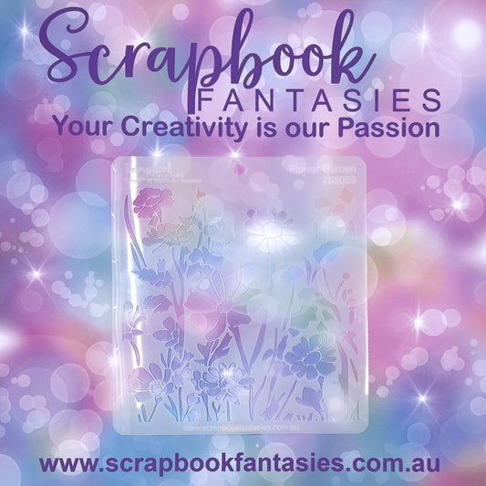 Scrapbook Fantasies Stencil Template Mask - 5.5”x5.5” - Flower Garden 768059