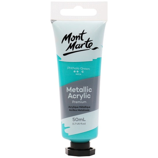 Mont Marte Phthalo Green Premium Metallic Acrylic Paint 50ml PMMT5006