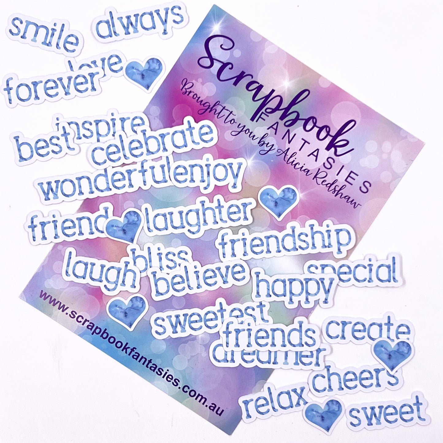 Colour-Cuts Minis Words 4 - Blue Watercolour 2 (30 pieces) Designed by Alicia Redshaw