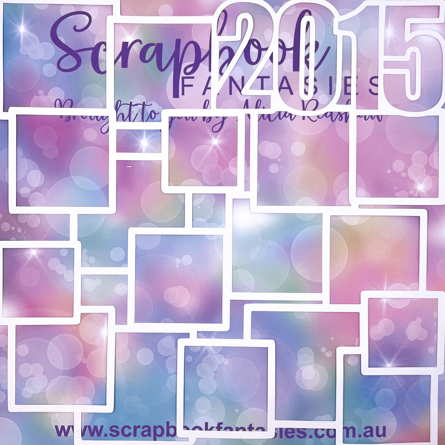 2015 Lots of Frames White Linen 12"x12" Project-Cut - Photo-Collage Layout 14785