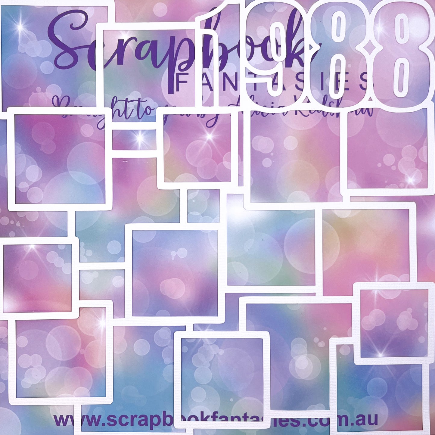 1988 Lots of Frames White Linen 12"x12" Project-Cut - Photo-Collage Layout 14793