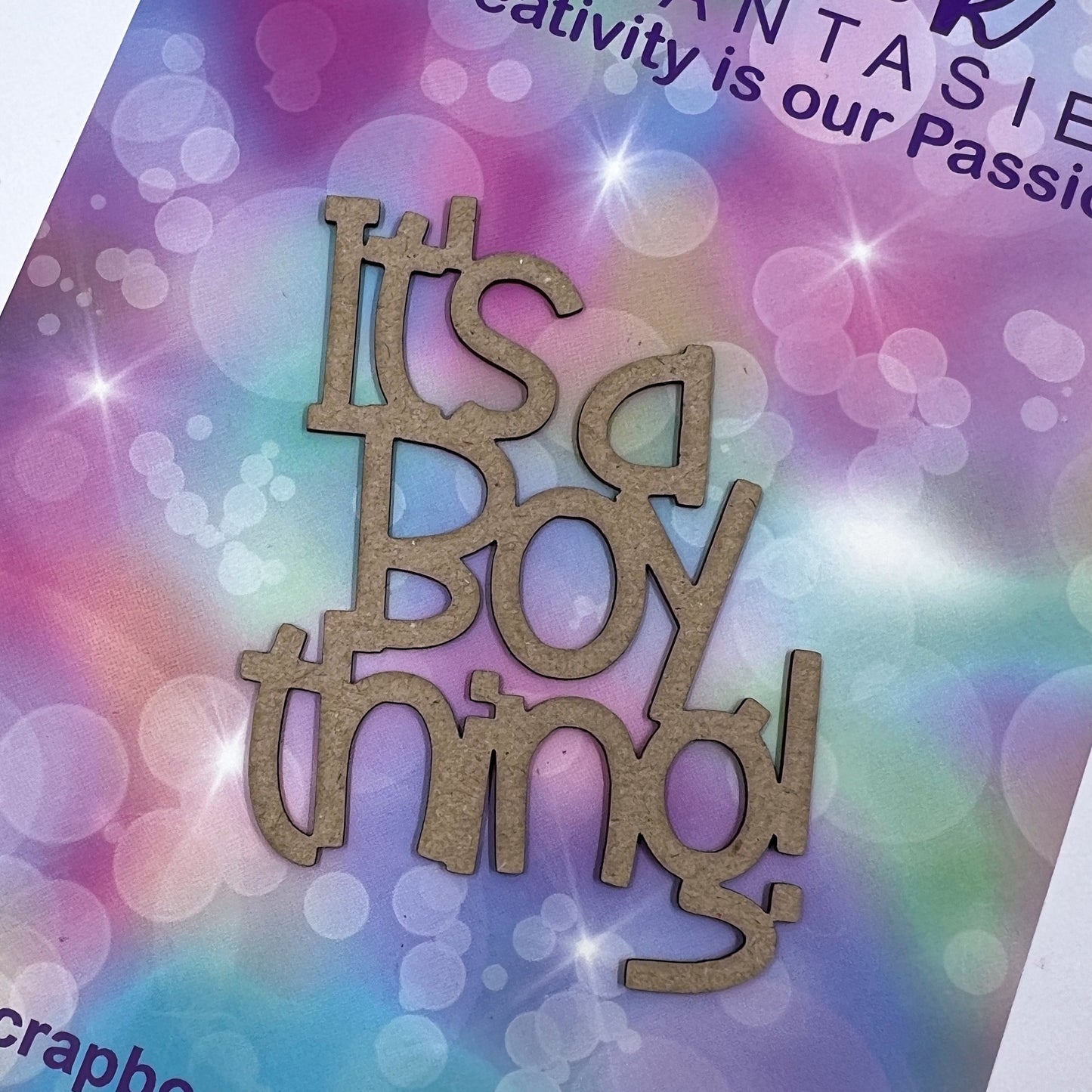 Chippie-Cuts Grey 1.2mm Chipboard Word - It's a Boy Thing 2.25"x3.25" 15208