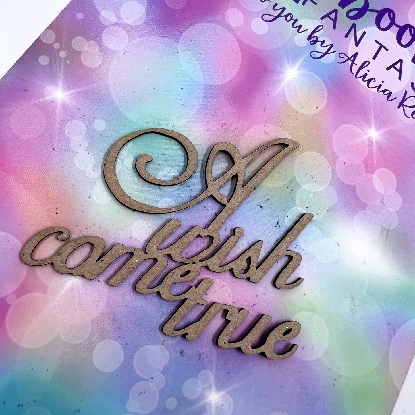 Chippie-Cuts Grey 1.2mm Chipboard Word - A wish come true 2.75"x2" 15119