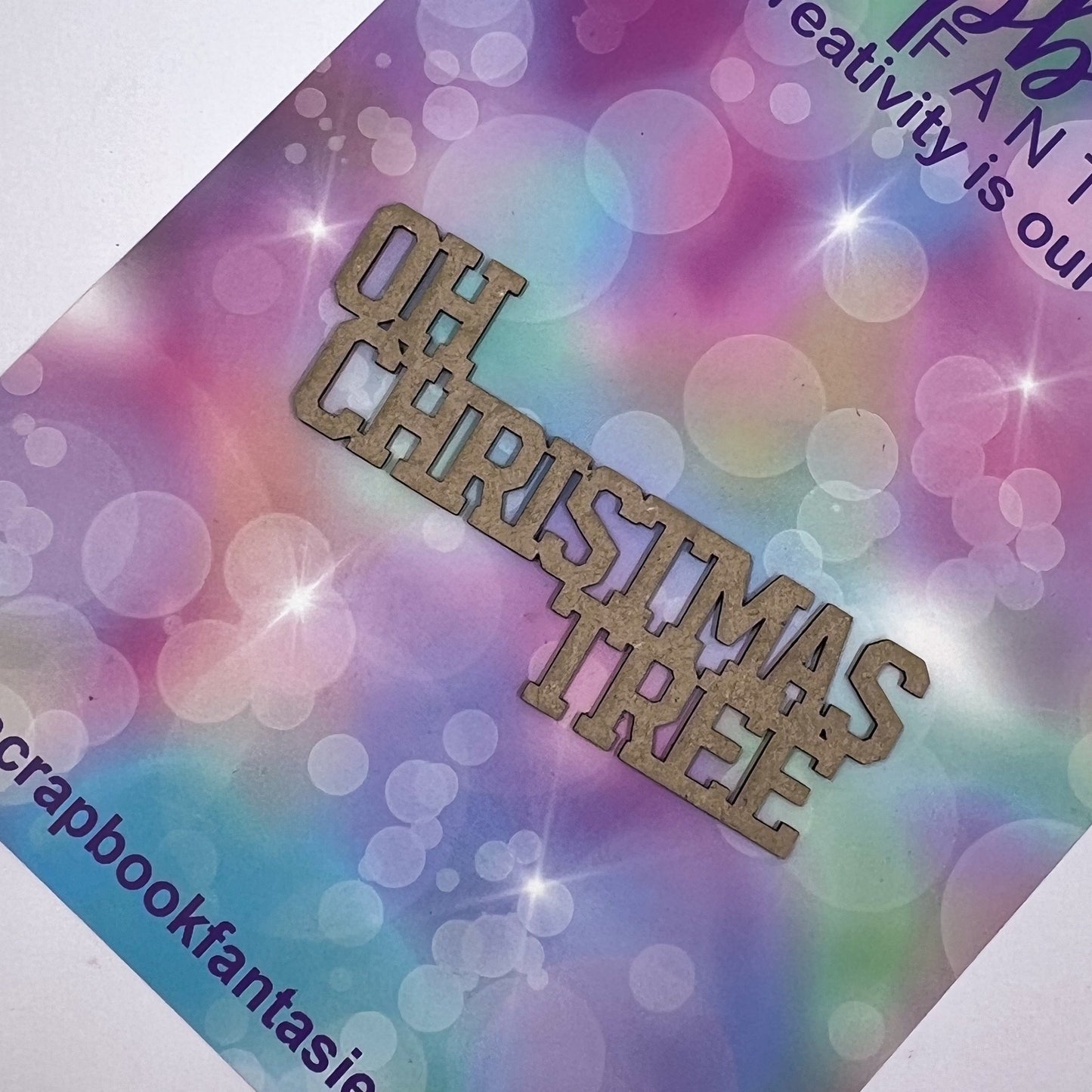 Chippie-Cuts Grey 1.2mm Chipboard Mini-Block Title - Oh Christmas Tree3"x1.5" 15333