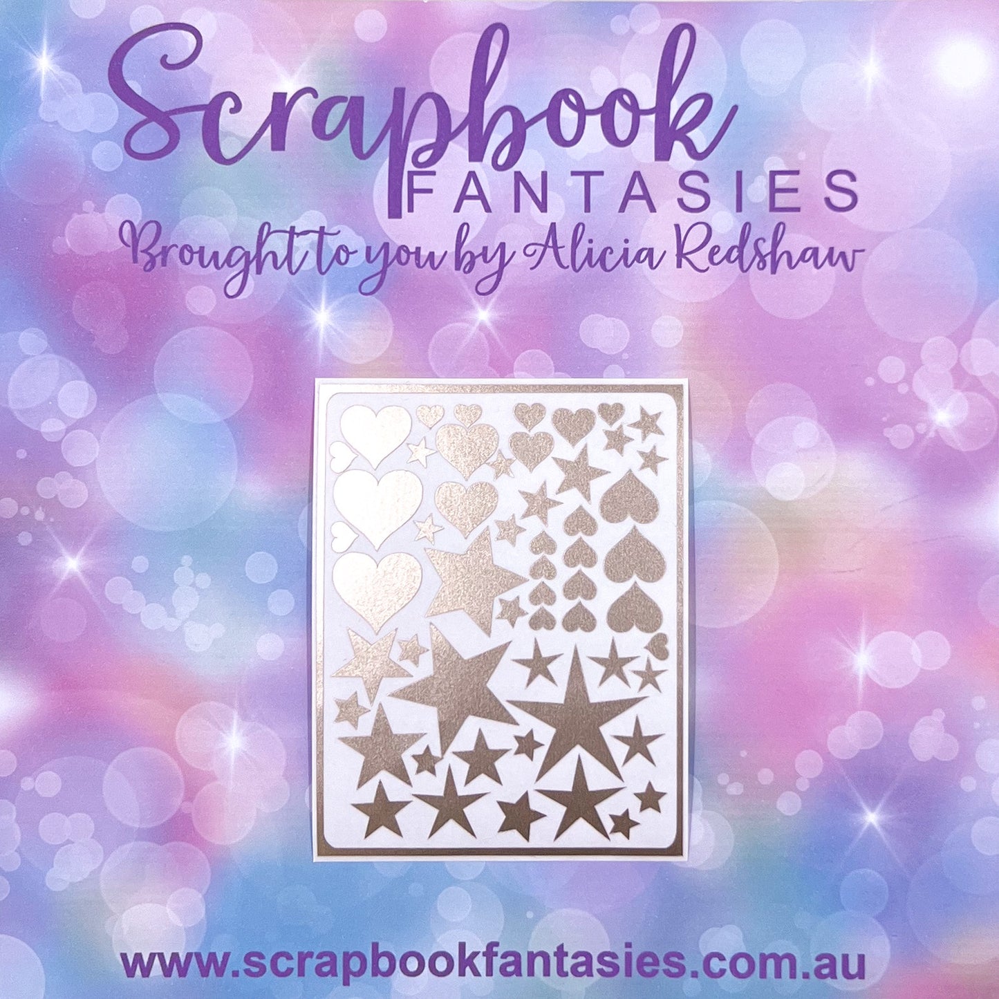 Heart & Star Stickers (3"x3.75" sheet) 52 shapes - Matte Gold