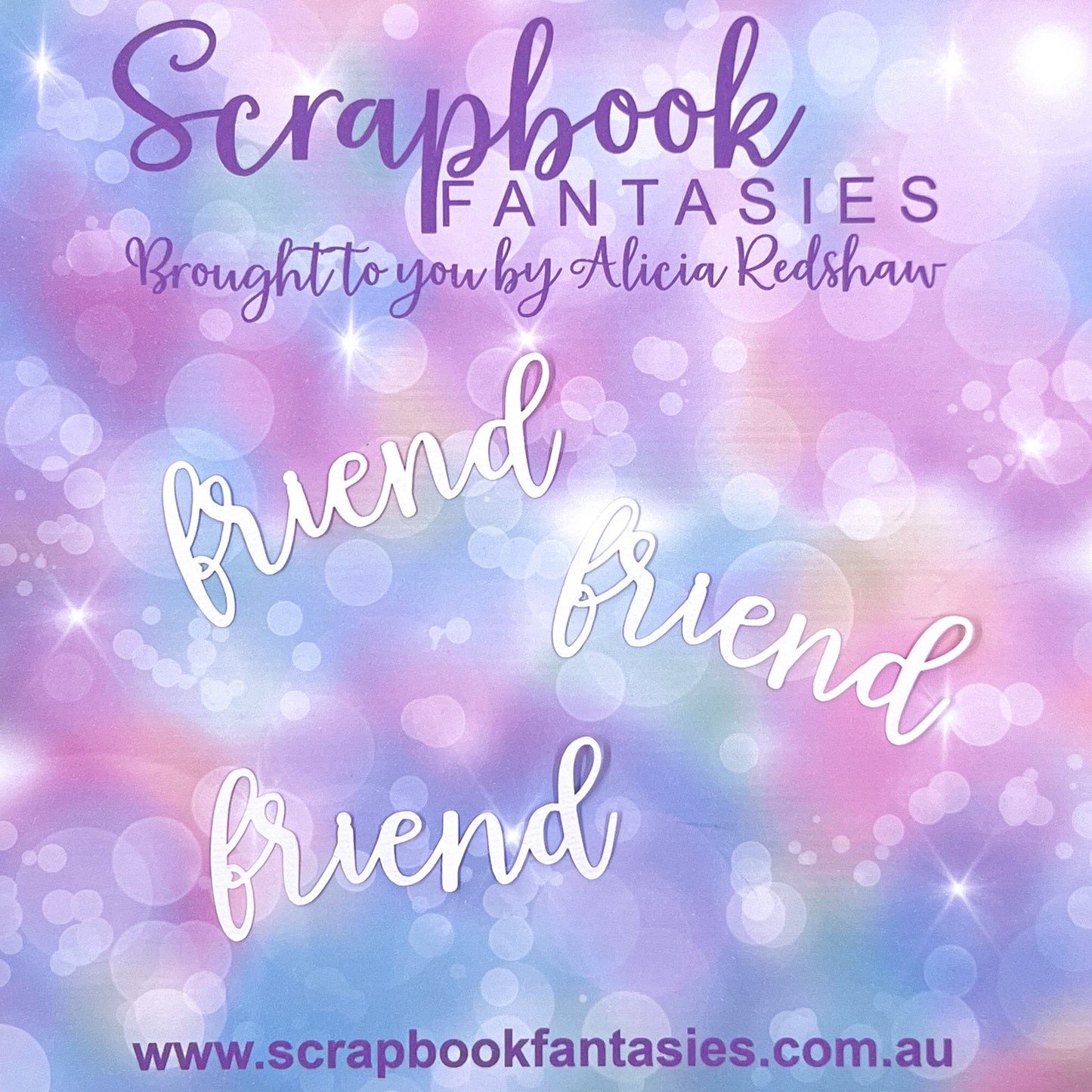 Friend (mini script - 3 pack) 3"x1.25" White Linen Cardstock Title-Cut - Designed by Alicia Redshaw