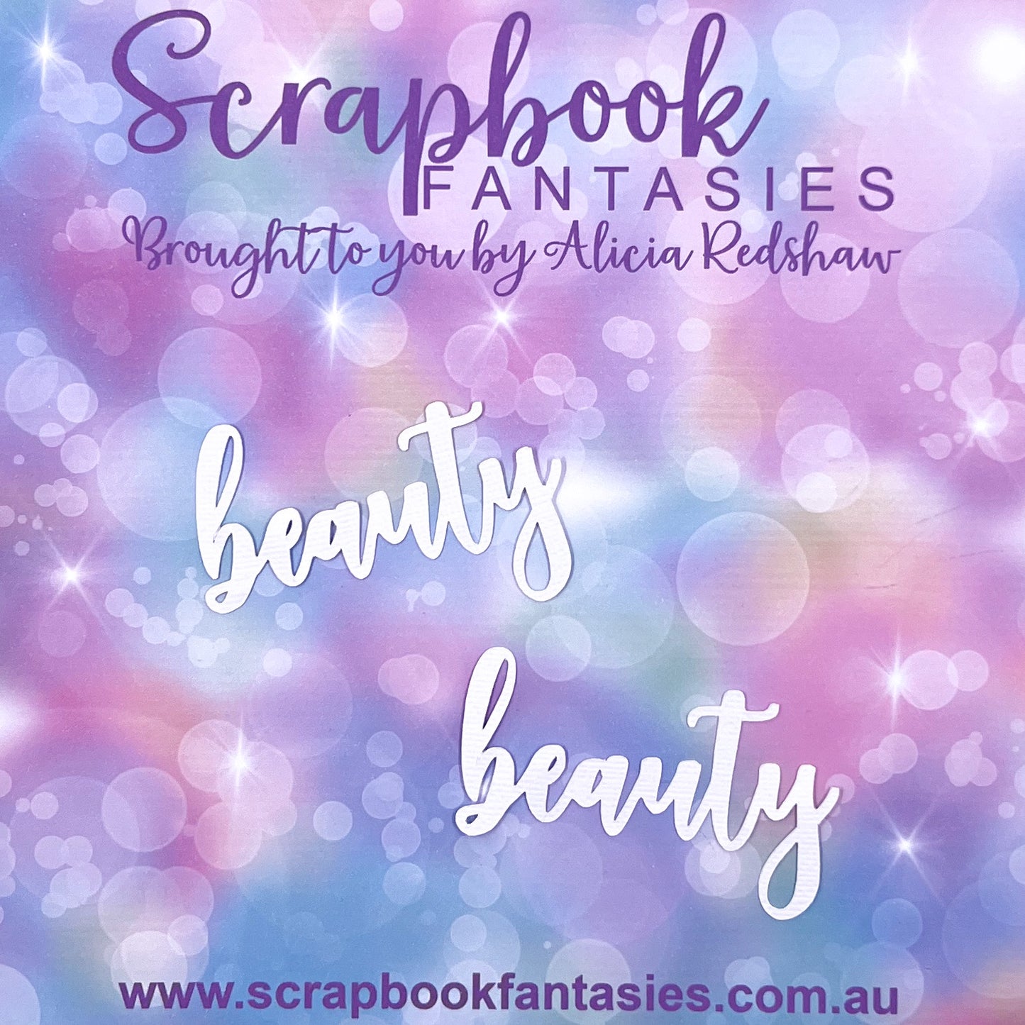 Cottage Garden - Beauty (mini script - 2 pack) 3"x1.75" White Linen Cardstock Title-Cut - Designed by Alicia Redshaw