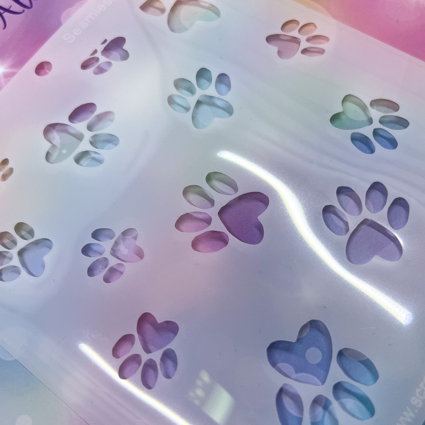 Scrapbook Fantasies Stencil Template Mask - 5.5”x5.5” - Seamless Paw Prints 768045