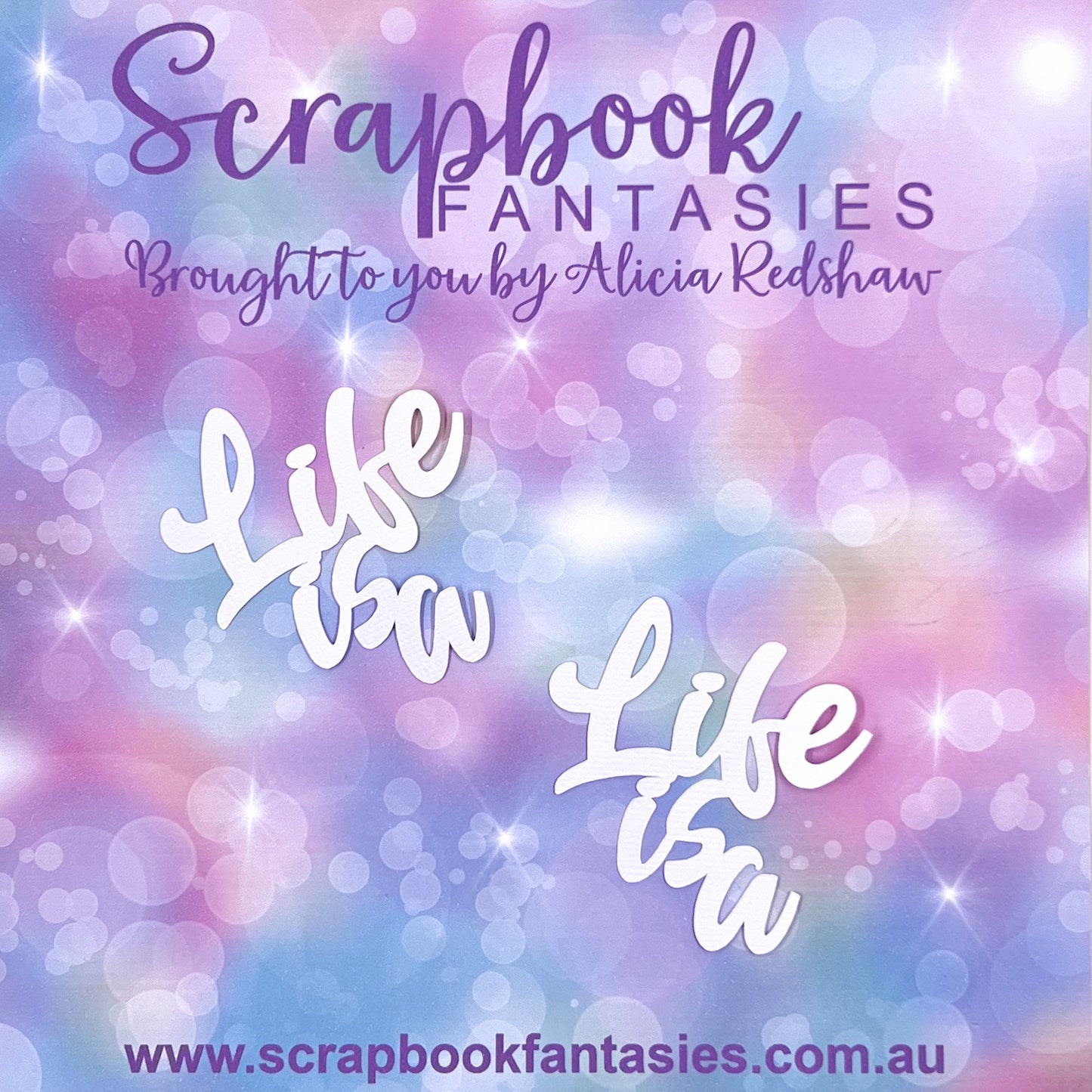 On Safari - Life is a (mini script- 2 pack) 2.5"x2.5" White Linen Cardstock Title-Cut - Designed by Alicia Redshaw