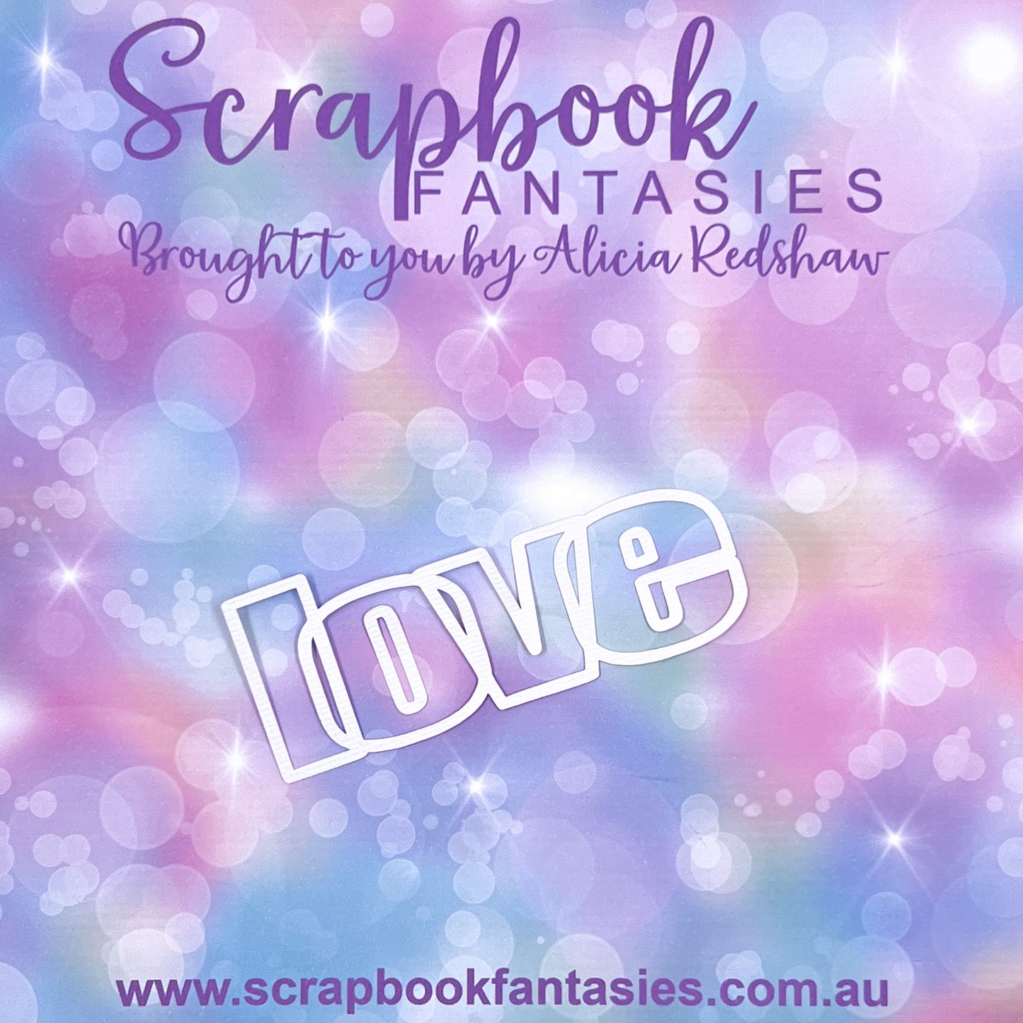 Tropical Ambience - Love (open) 3.75"x1.5" White Linen Cardstock Title-Cut - Designed by Alicia Redshaw