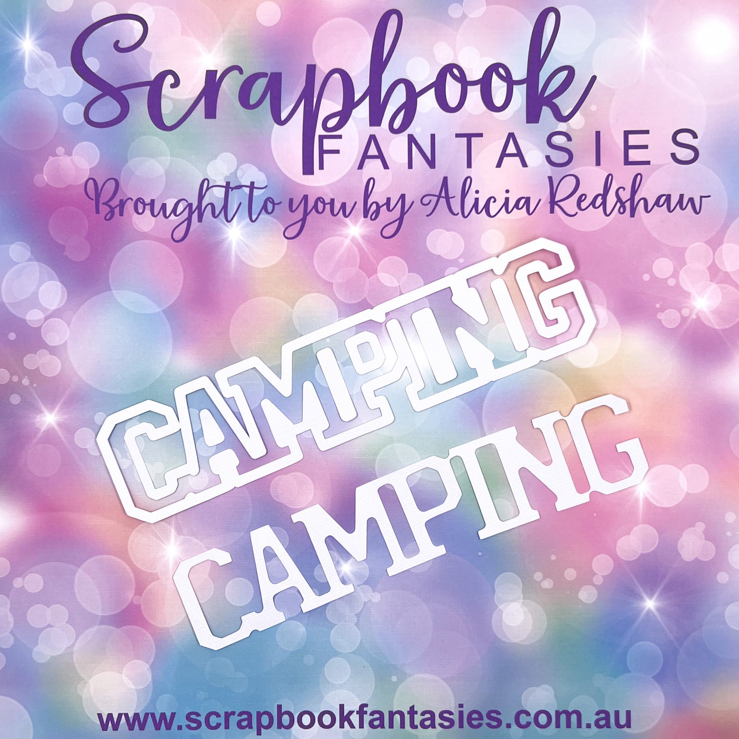 Out & About - Camping (large open) 8"x1.75" White Linen Cardstock Title-Cut - Designed by Alicia Redshaw