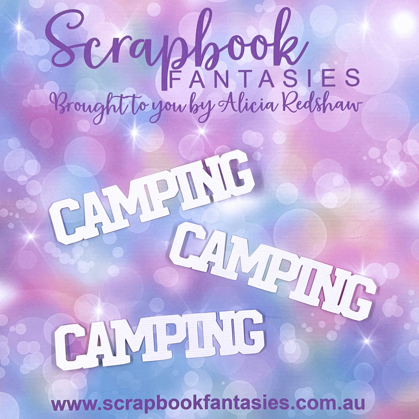 Out & About - Camping (small block) 3 pack 3"x0.75" White Linen Cardstock Title-Cut - Designed by Alicia Redshaw