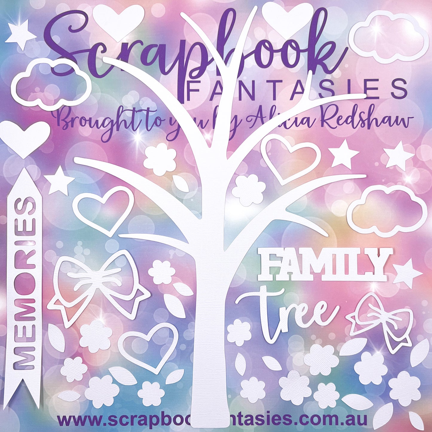 Cottage Garden - Family Tree (47 pieces) A4 White Linen Cardstock Project-Cut - Designed by Alicia Redshaw