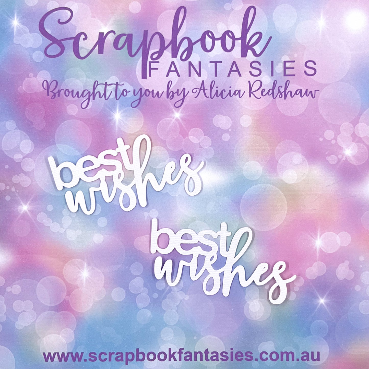 Cottage Garden - Best Wishes (2 pack) 3.25"x1.5" White Linen Cardstock Title-Cut - Designed by Alicia Redshaw