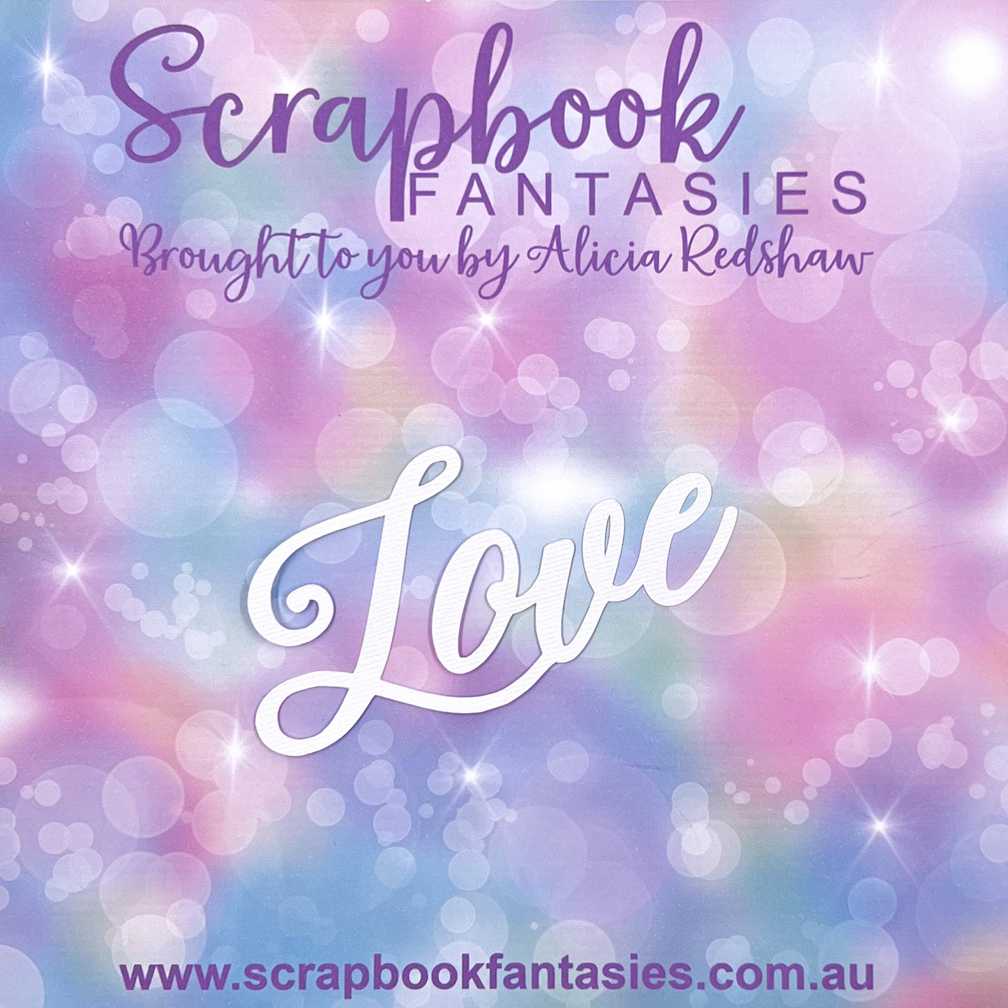 Cottage Garden - Love (medium script) 4"x2" White Linen Cardstock Title-Cut - Designed by Alicia Redshaw