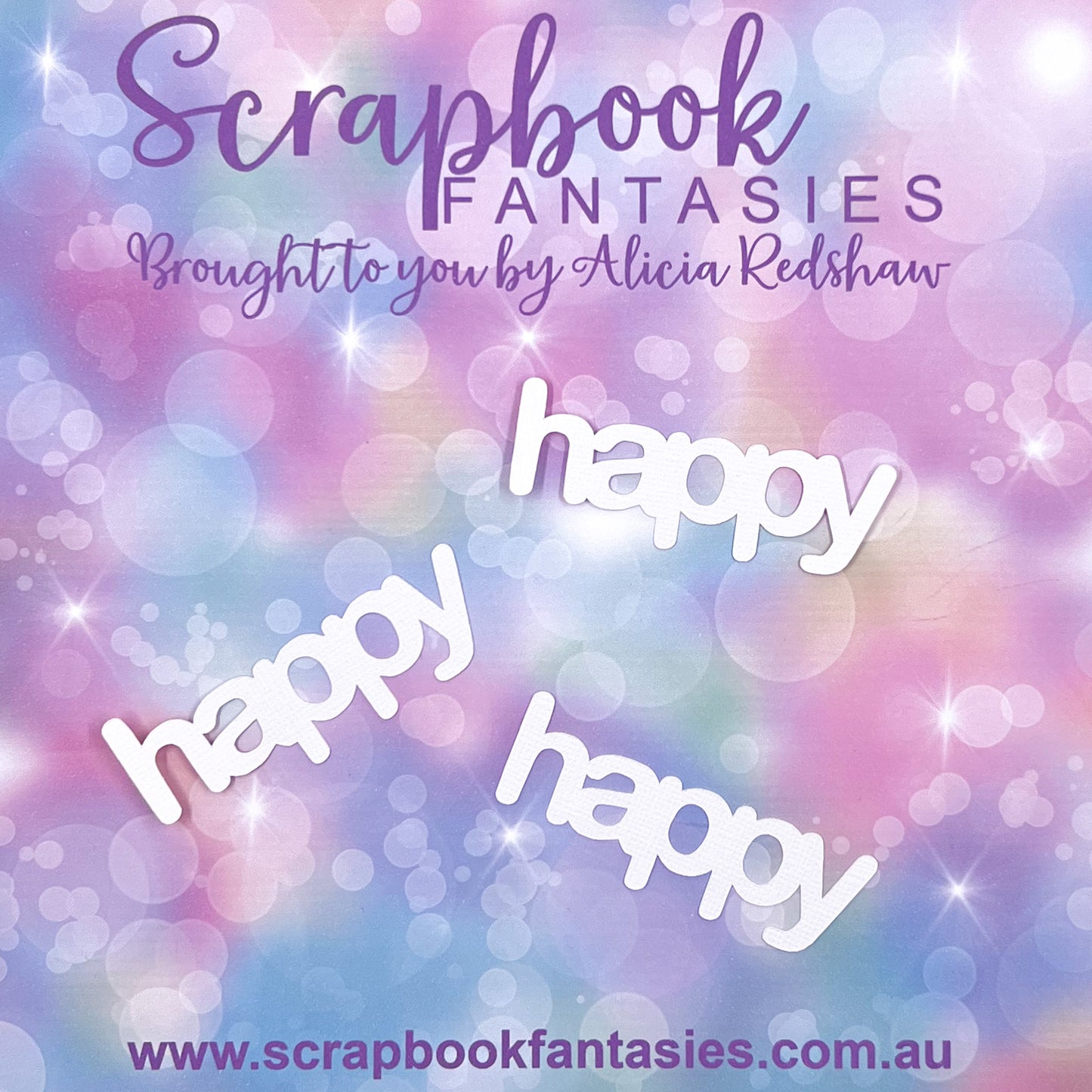 Cottage Garden - Happy- 3 pack (small) 2.75"x1.25" White Linen Cardstock Title-Cut - Designed by Alicia Redshaw