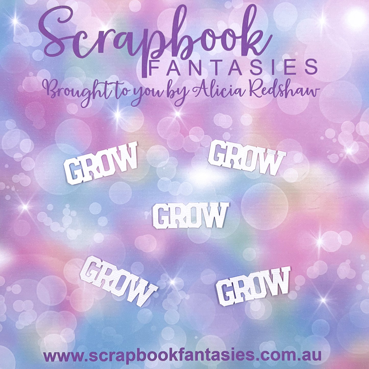 Cottage Garden - Grow - 5 pack (small) 1.75"x0.5" White Linen Cardstock Title-Cut - Designed by Alicia Redshaw