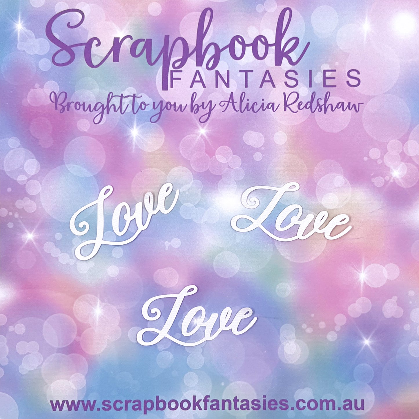 Cottage Garden - Love - 3 pack (small script) 2.25"x1.25" White Linen Cardstock Title-Cut - Designed by Alicia Redshaw